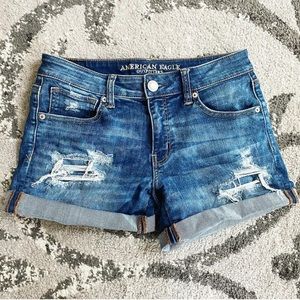 Ripped jean shorts